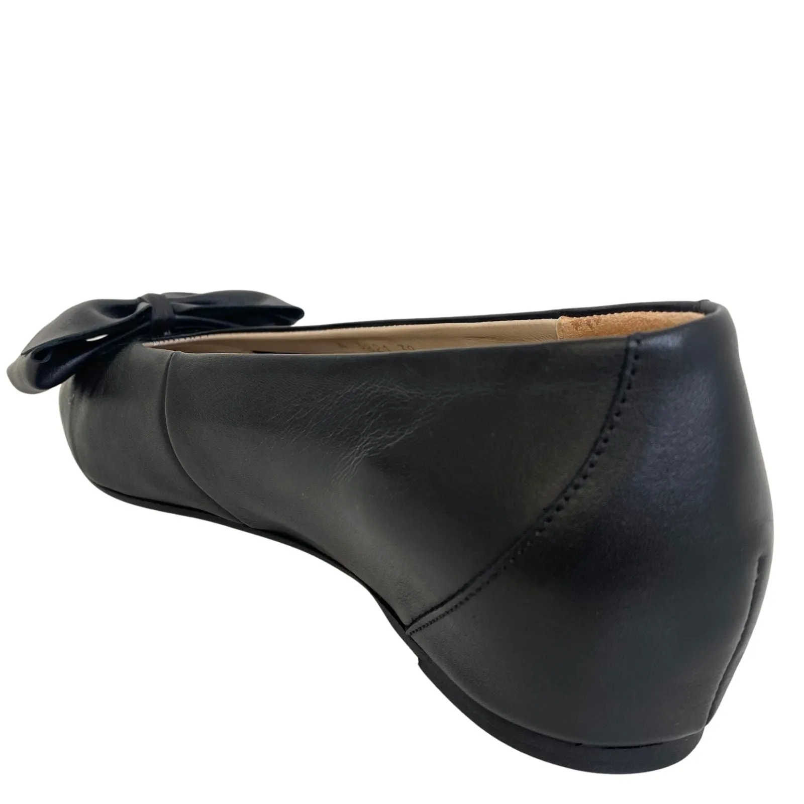 Wonders Black Leather Bow Pointed Toe Pumps